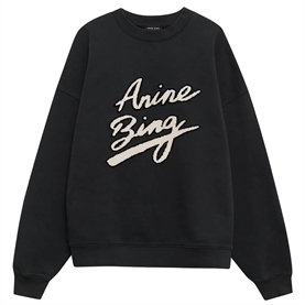  Anine Bing Miles Chenille Signature Sweatshirt, Sort